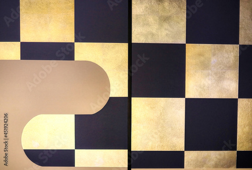 京都、光明院の襖の市松模様