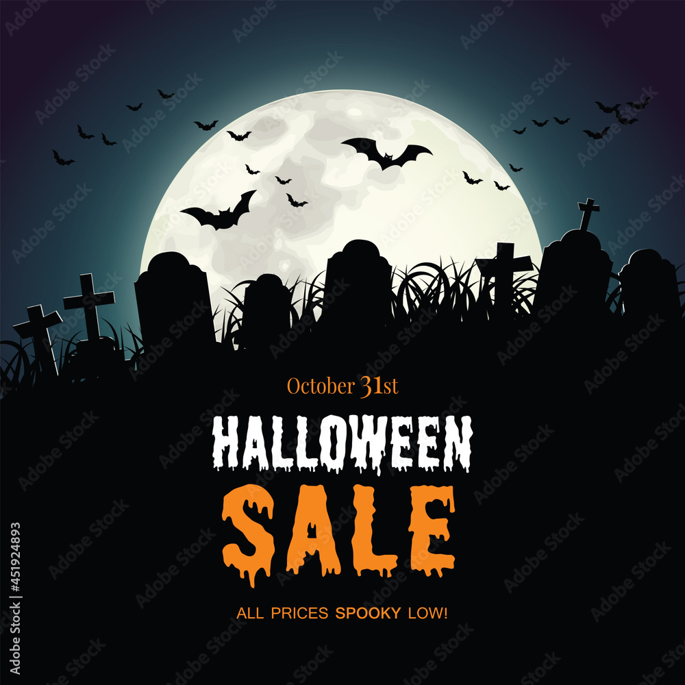 Happy halloween sale banner. special discount. Halloween holiday event. Halloween vector illustration