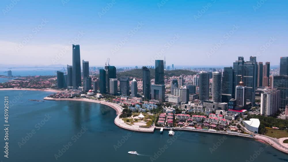 Aerial photography of the modern urban architectural landscape of Qingdao, China
