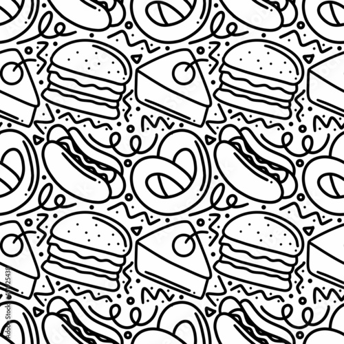 seamless pattern fast food doodles