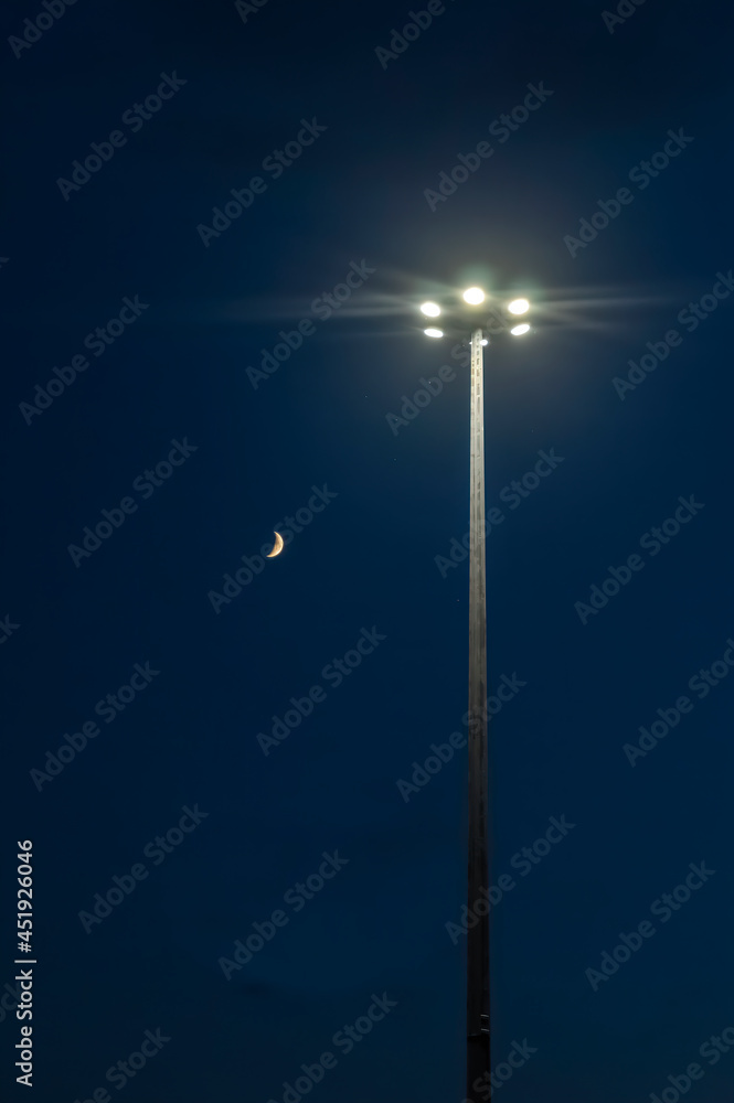 street lamp and moon
