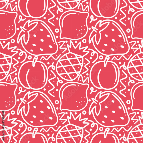 seamless doodles of juicy summer fruits
