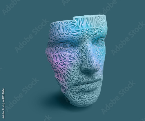 Artificial mask, concept of identity. 3D render / rendering.