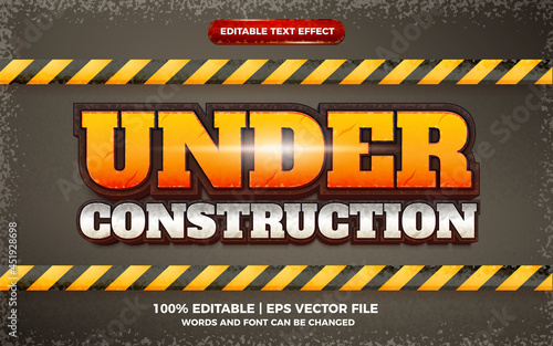 under construction editable text effect 3d template style