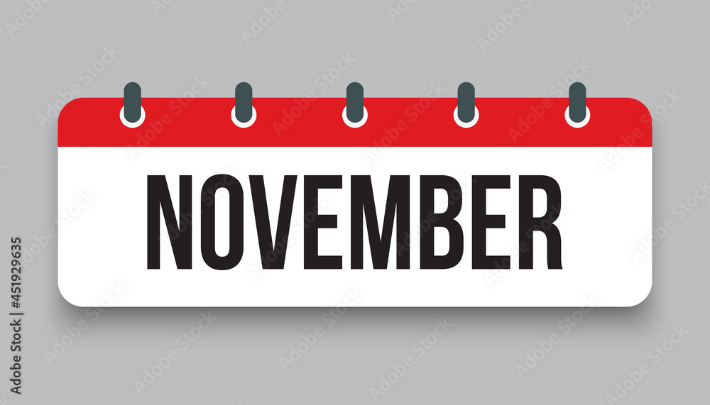 Vector icon day calendar, autumn month November Vector icon day calendar, autumn month November