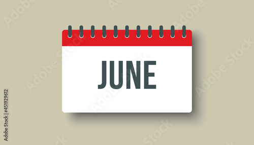 Vector icon day calendar, summer month June