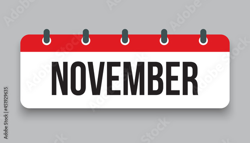 Vector icon day calendar, autumn month November