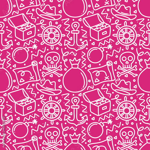 seamless pattern pirates element doodles