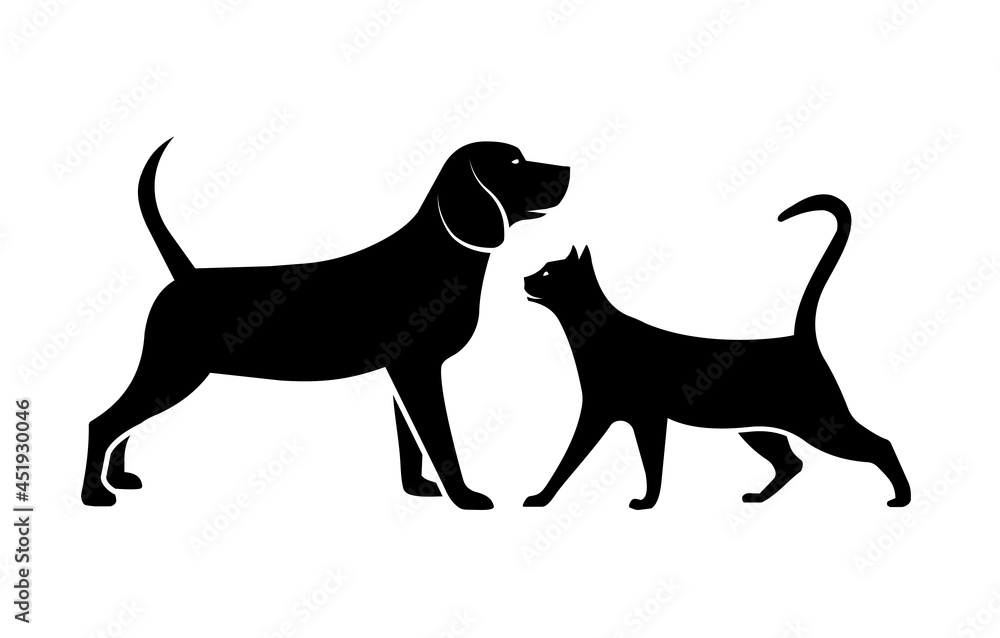 silhouette of cat and dog vector illustration