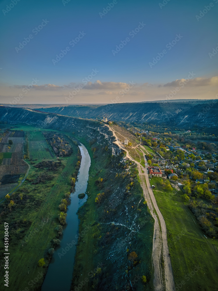 Old Orhei Monastery in Moldova Republic. Aerial view