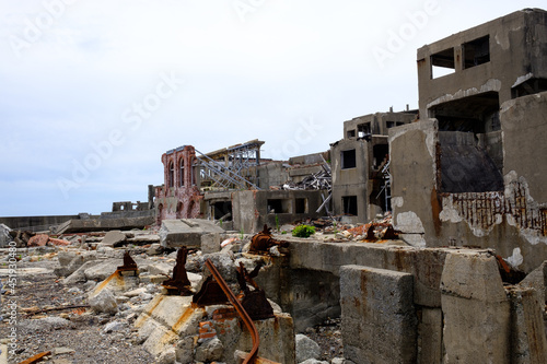 View of Gunkanjima, near Nagasaki, Japan