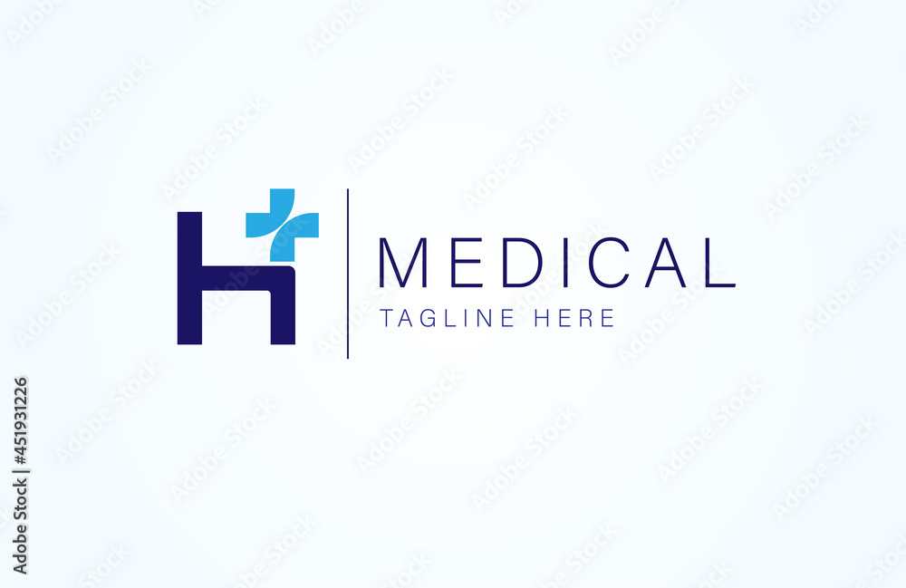 Medical logo, letter H with medical cross icon combination, cross logo design template element, vector illustration Medical logo, letter H with medical cross icon combination, cross logo design template element, vector illustration
