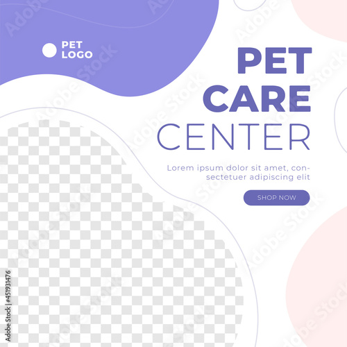 Pet shop, pet care feed design social media post template