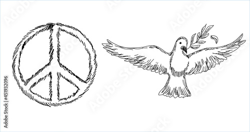 Vector hand drawn illustration peace icon