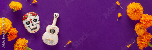 Сookies for the day of death. Dia de los Muertos. Banner