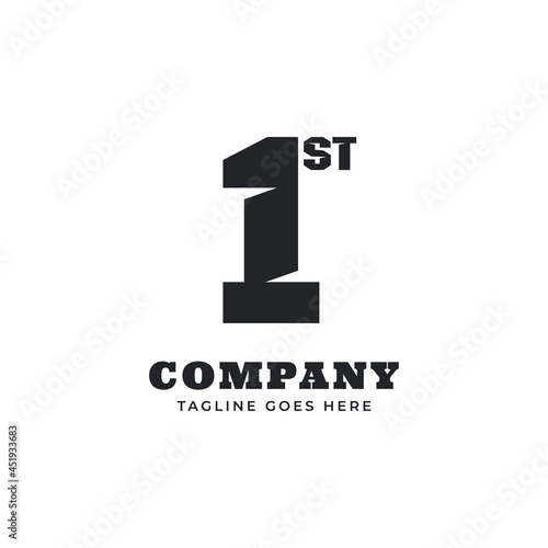 number one or first monogram clean and strong vector logo design