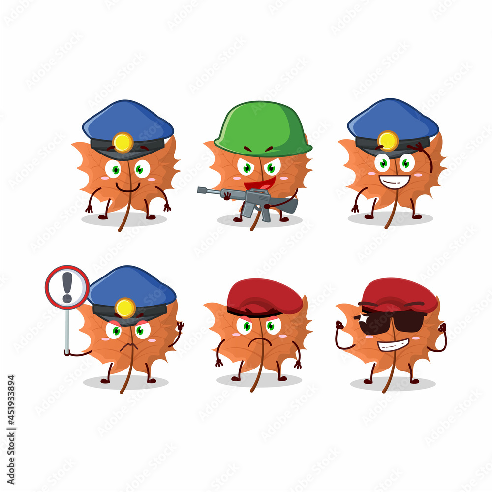 A dedicated Police officer of maple Leaf mascot design style A dedicated Police officer of maple Leaf mascot design style