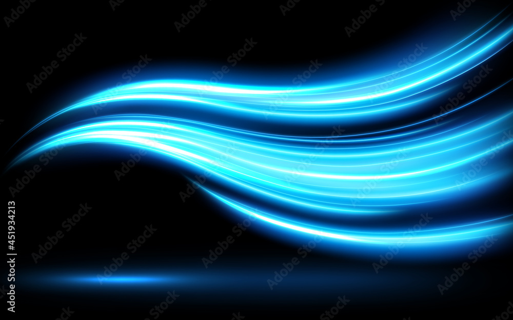 Abstract blue wavy line of light with a transparent background, isolated and easy to edit. Vector Illustration Abstract blue wavy line of light with a transparent background, isolated and easy to edit. Vector Illustration