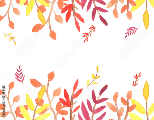 Wallpaper Mural Colorful autumn leaves on top and bottom on white background Torontodigital.ca
