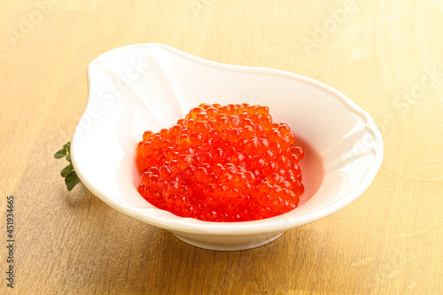Red caviar in the bowl