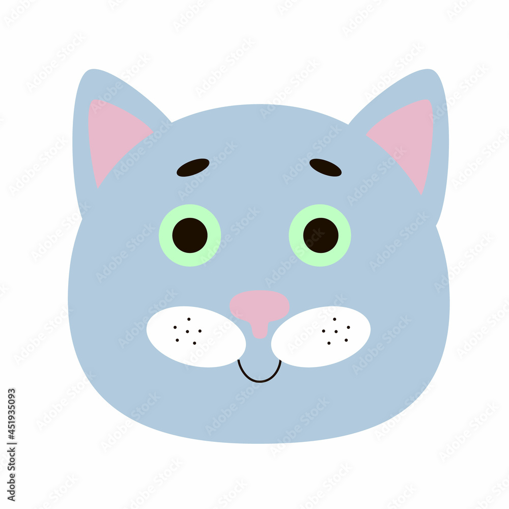 The face of a British shorthair cat. Vector illustration in a flat style. Image for design, postcards The face of a British shorthair cat. Vector illustration in a flat style. Image for design, postcards