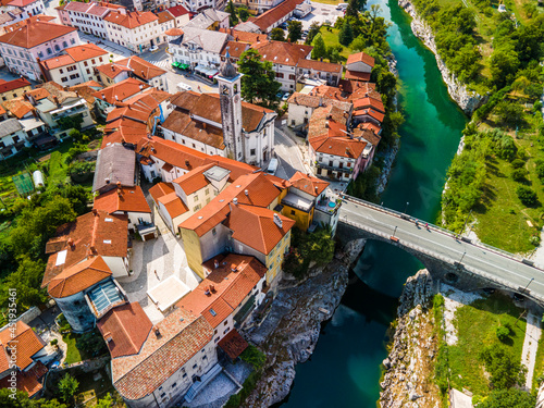 Bild auf Leinwand Kanal Ob Soci in Soca Valley at Soca River in Slovenia