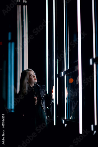 night city female style, young girl urban evening urban beauty