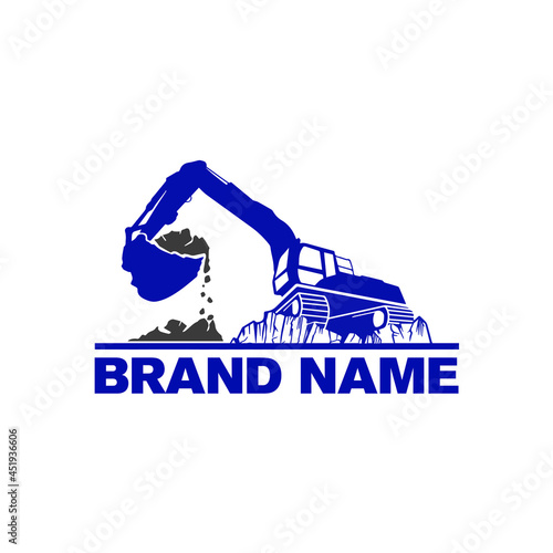 Excavator Scooping and Digging Dirt Industrial Logo