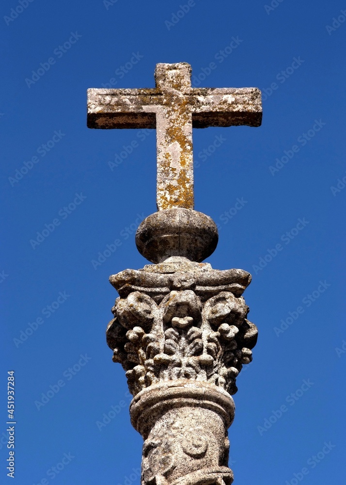 Historic stone cross in Guarda, Norte - Portugal 