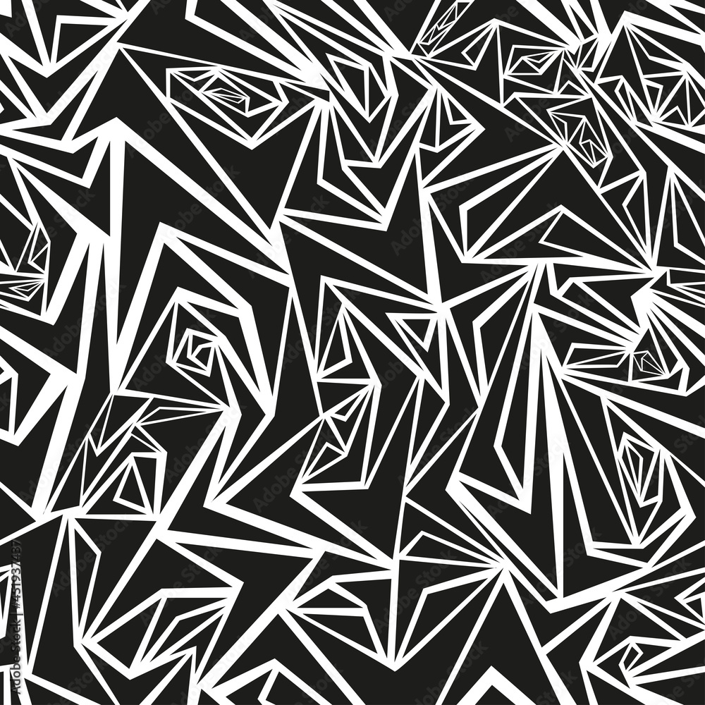 Hand drawn abstract shapes seamless pattern. Black and white background. Hand drawn abstract shapes seamless pattern. Black and white background.
