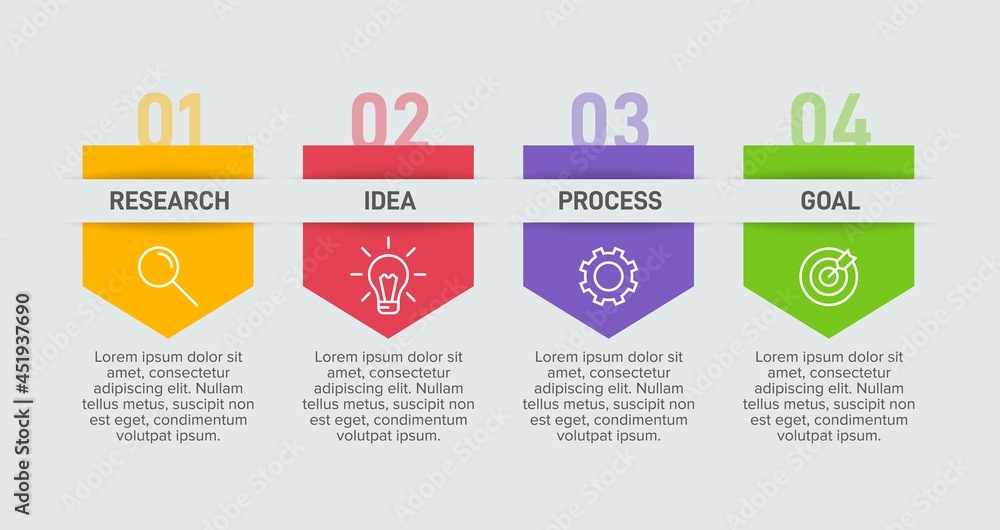 Fototapeta premium Infographic design with icons and 4 options or steps. Thin line vector. Infographics business concept. Can be used for info graphics, flow charts, presentations, web sites, banners, printed materials.