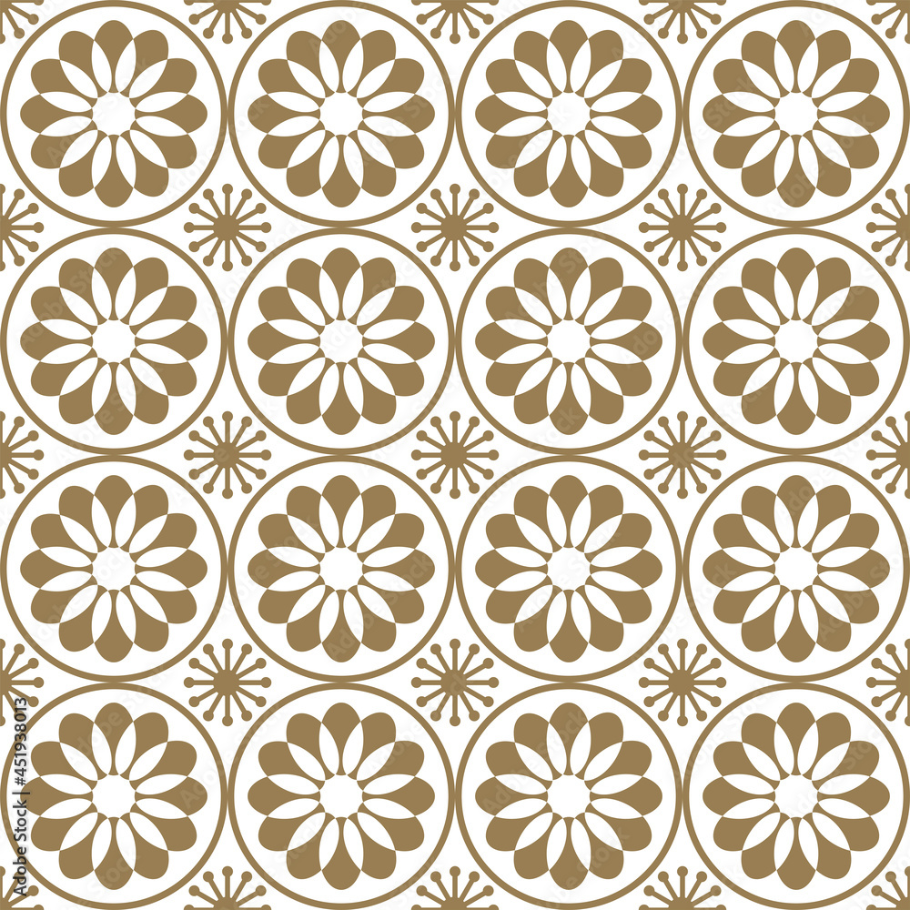 Seamless abstract floral pattern. Geometric leaf ornament. Graphic modern pattern in beige colors on a white background.
