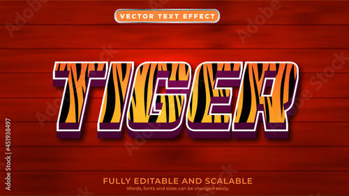 tiger text effect design vector. editable 3d text photo