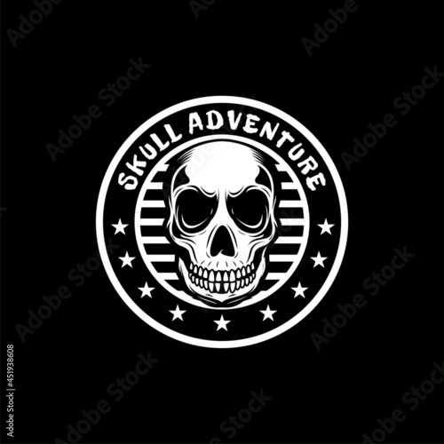 Skull adventure logo design for tshirt design and clothing brand