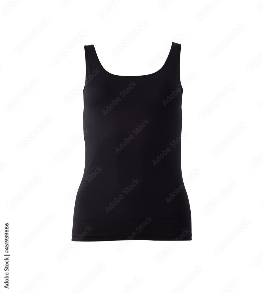 Casual black women singlet isolated on white background