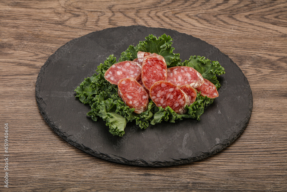 Iberian pork Fuet sausage slices Iberian pork Fuet sausage slices