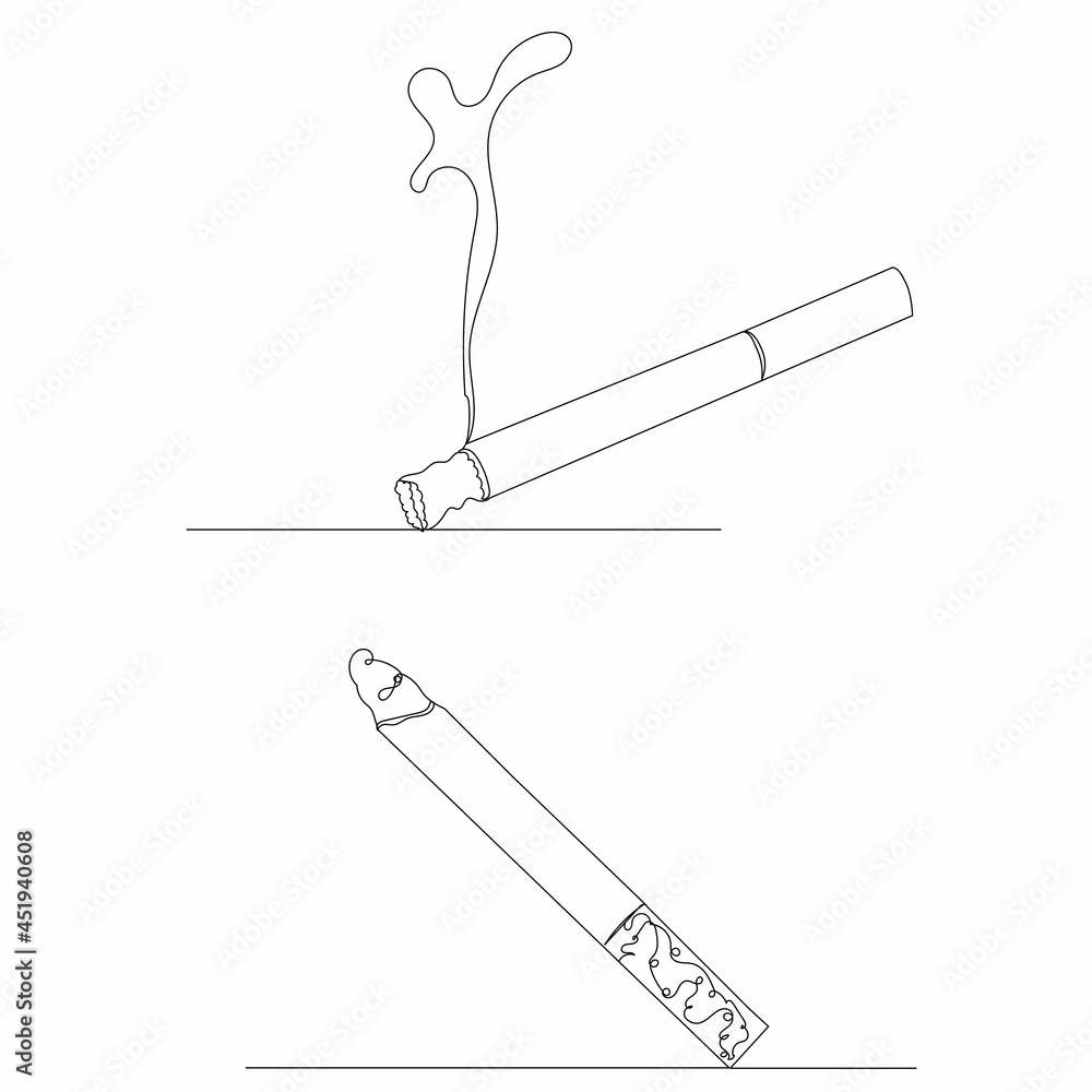 Fototapeta premium one line drawing cigarette sketch vector
