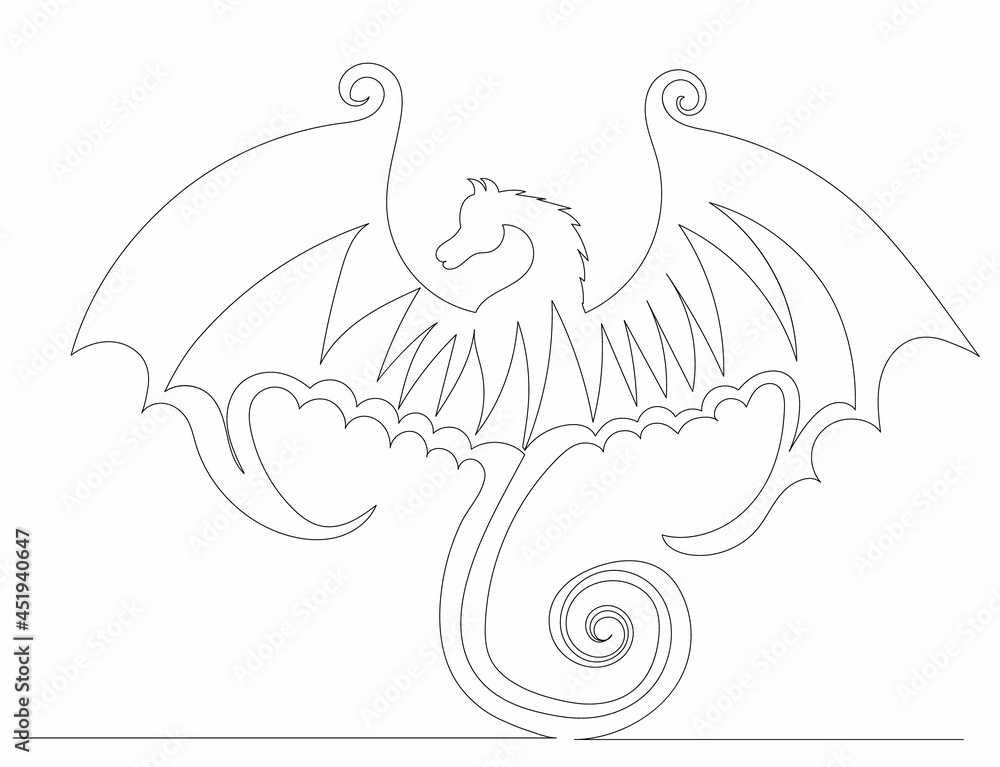 one line drawing dragon sketch Stock Vector Adobe Stock