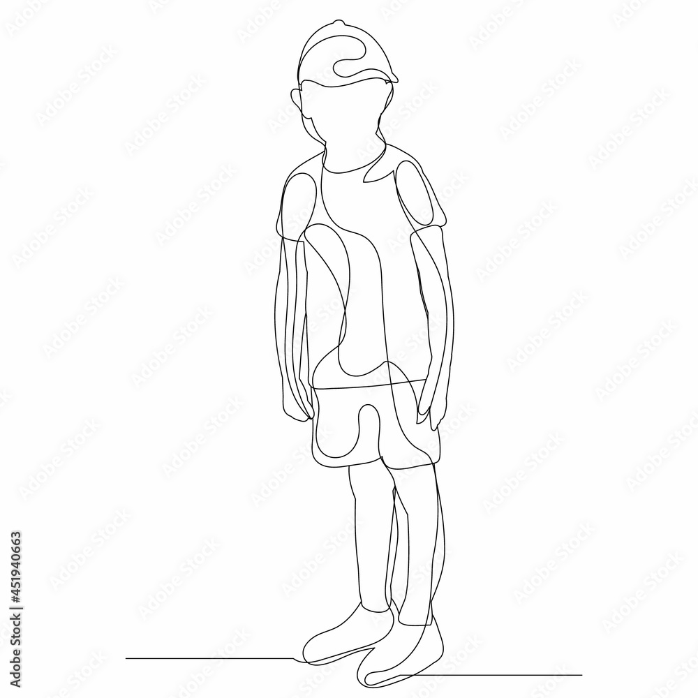 one line drawing child isolated vector one line drawing child isolated vector