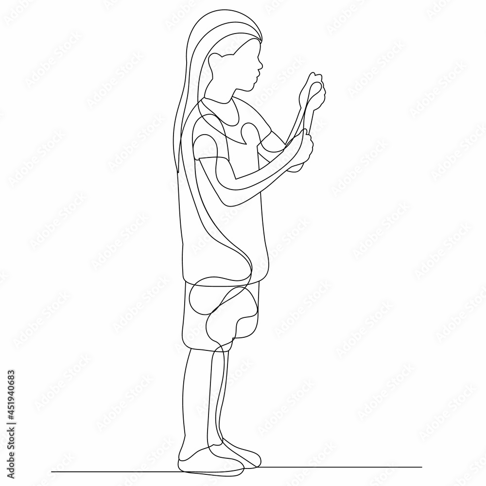 one line drawing child isolated, sketch