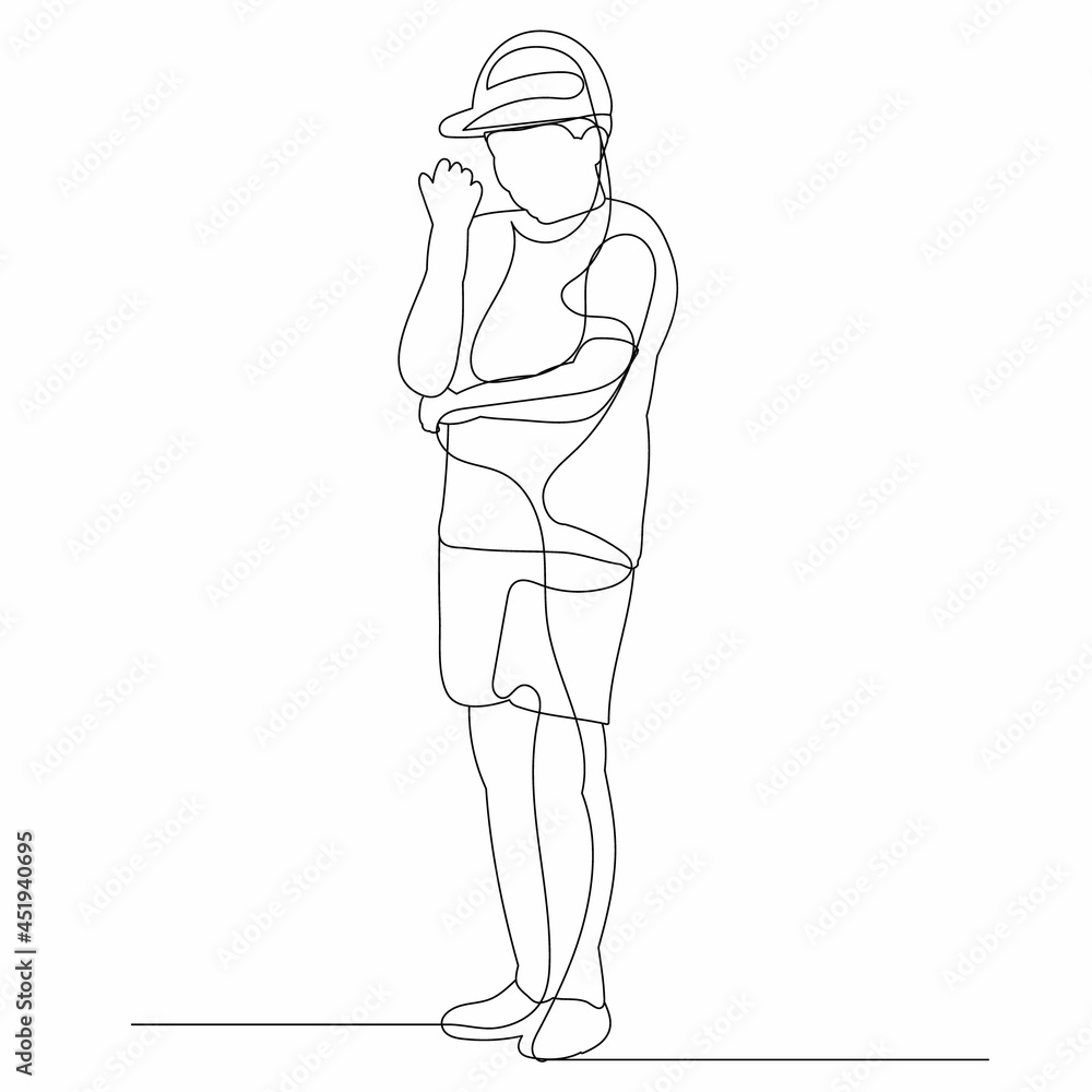  line drawing child sketch vector