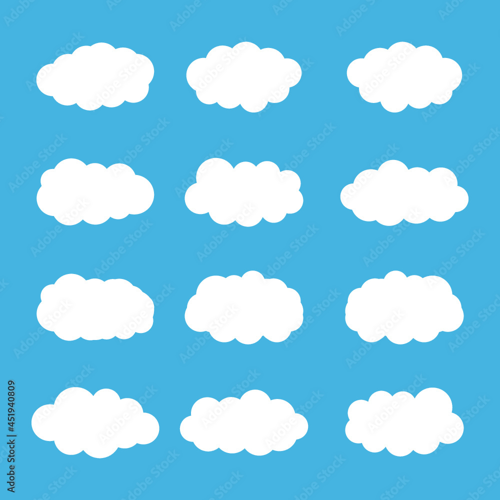 Set of clouds collection. Cloud icon. Cloud Vector, Cloud symbol. Vector illustration