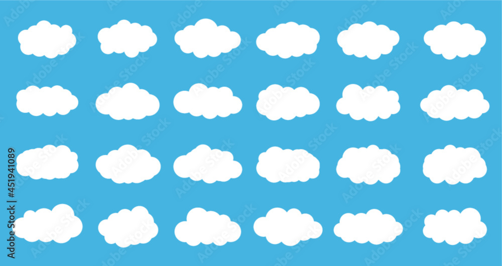 Set of clouds collection. Cloud icon. Cloud Vector, Cloud symbol. Vector illustration