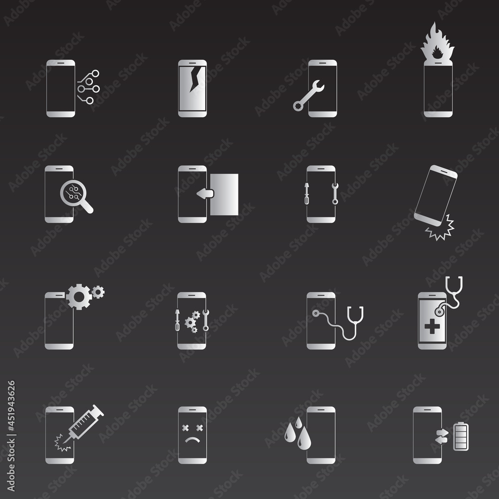 Mobile Phone repair, Smartphone Repair Icon Set. Vector Illustration Mobile Phone repair, Smartphone Repair Icon Set. Vector Illustration