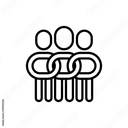Relationship, collaboration, team, partnership, teamwork thin line icon, people in one community, support each other. Social tolerance. Modern vector illustration.