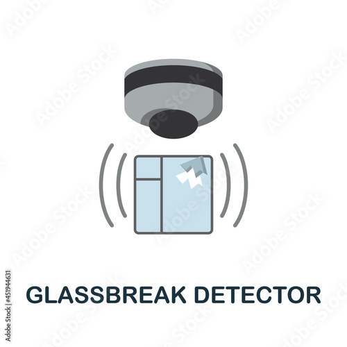 Glassbreak Detector flat icon. Colored sign from home security collection. Creative Glassbreak Detector icon illustration for web design, infographics and more