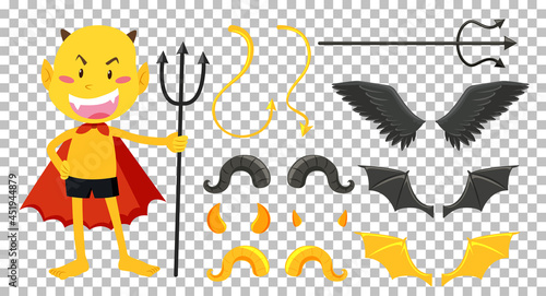 Set of devil and angel object decor
