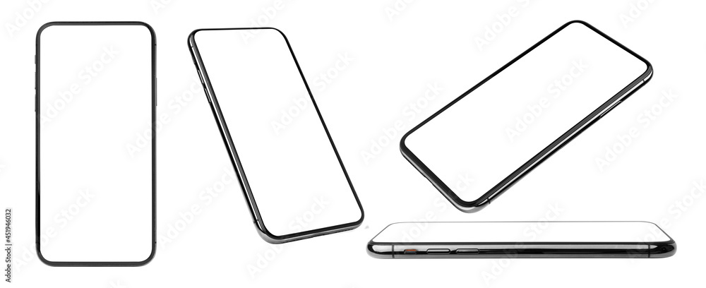 flat rays ,collection of black smartphone mockup blank screen isolated with clipping path on white background flat rays ,collection of black smartphone mockup blank screen isolated with clipping path on white background