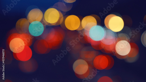 Bokeh lights of traffic in the city at night, Colorful with abstract defocused blurred background