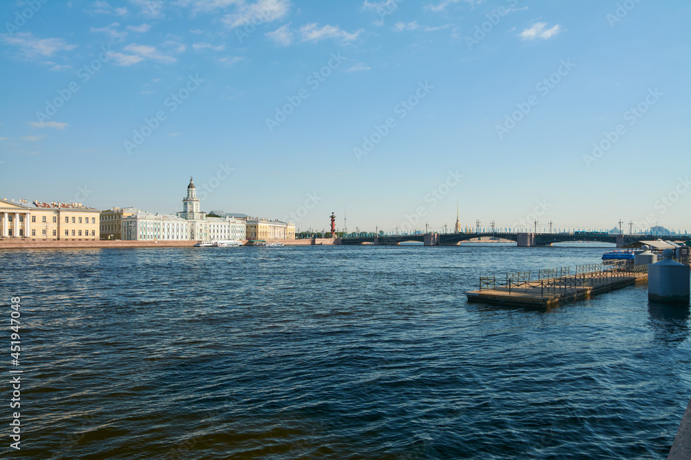 View of the Palace Bridge and the Kunstkamera building in St. Petersburg.